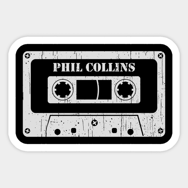 Phil Collins - Vintage Cassette White Sticker by FeelgoodShirt